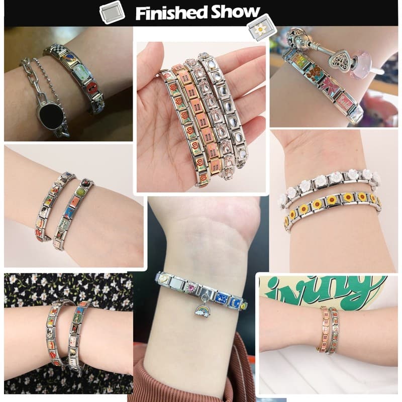 ยอดนิยม Love Cherry Black Heart Italian Charm Links Fit 9 มม.สร้อยข้อมือสแตนเลสทําเครื่องประดับ - รูปที่ 4